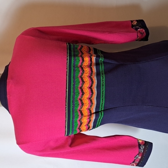 DENG HAO DESIGNER LIGHTWEIGHT PINK & BLUE KNIT DRESS - Picture 4 of 8